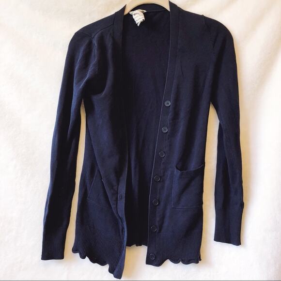 Pink Rose Navy Blue Long Sleeve Cardigan - Picture 1 of 7